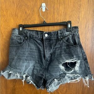 NOBO Black Distressed Jean Shorts